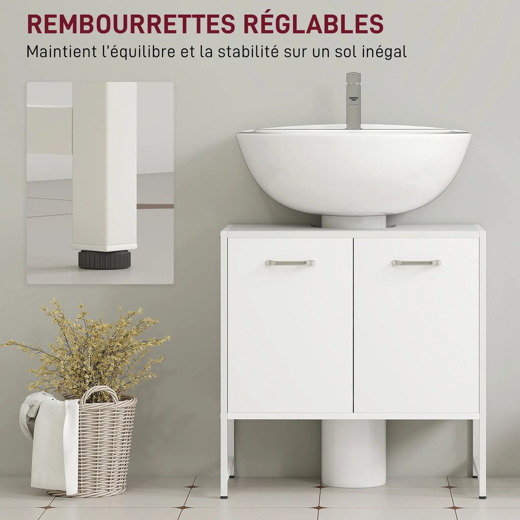 HOMCOM Dulap pentru sub lavoar, mobilier de baie cu 2 uși cu închidere lentă și raft reglabil, alb | Aosom Romania