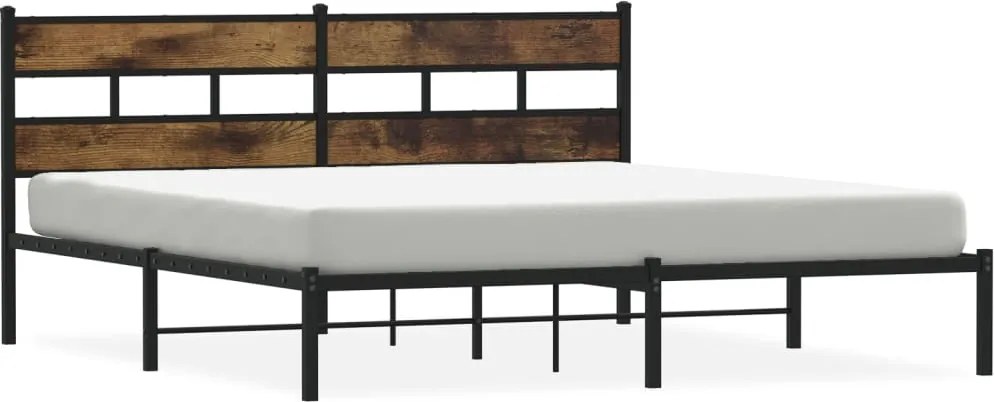 vidaXL Cadru de pat metalic fără saltea, stejar fumuriu, 193x203 cm