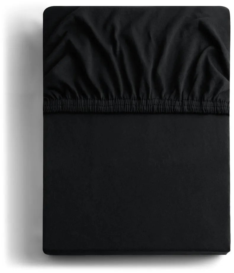 Cearceaf negru din jerseu cu elastic 220x200 cm Amber – Restilo