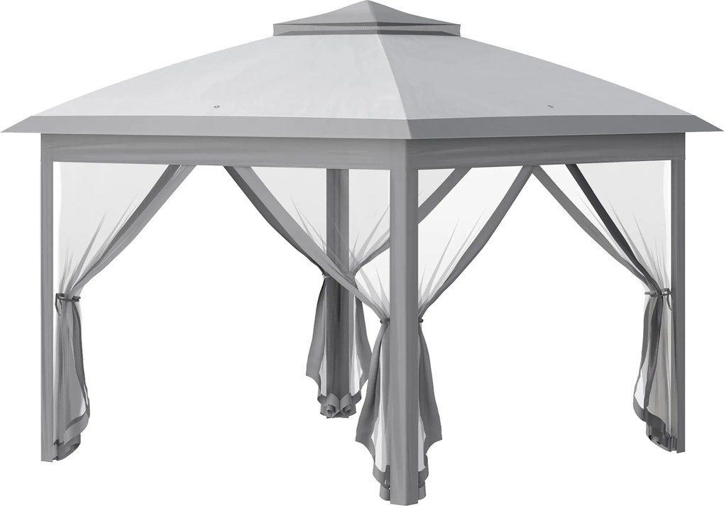 Outsunny Foișor Pliabil cu Plasă de Țânțari, Baldachin Dublu, Înălțime Reglabilă și Geantă, 330x330x288 cm, Bej | Aosom Romania