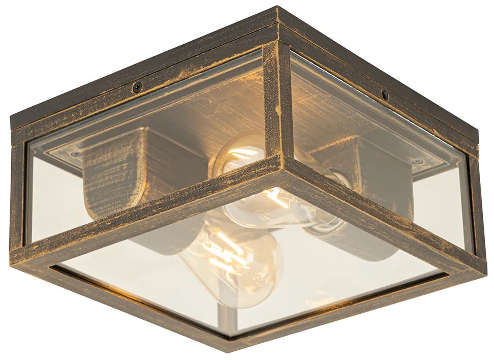 Plafonieră vintage auriu antic IP44 cu 2 lumini - Charlois