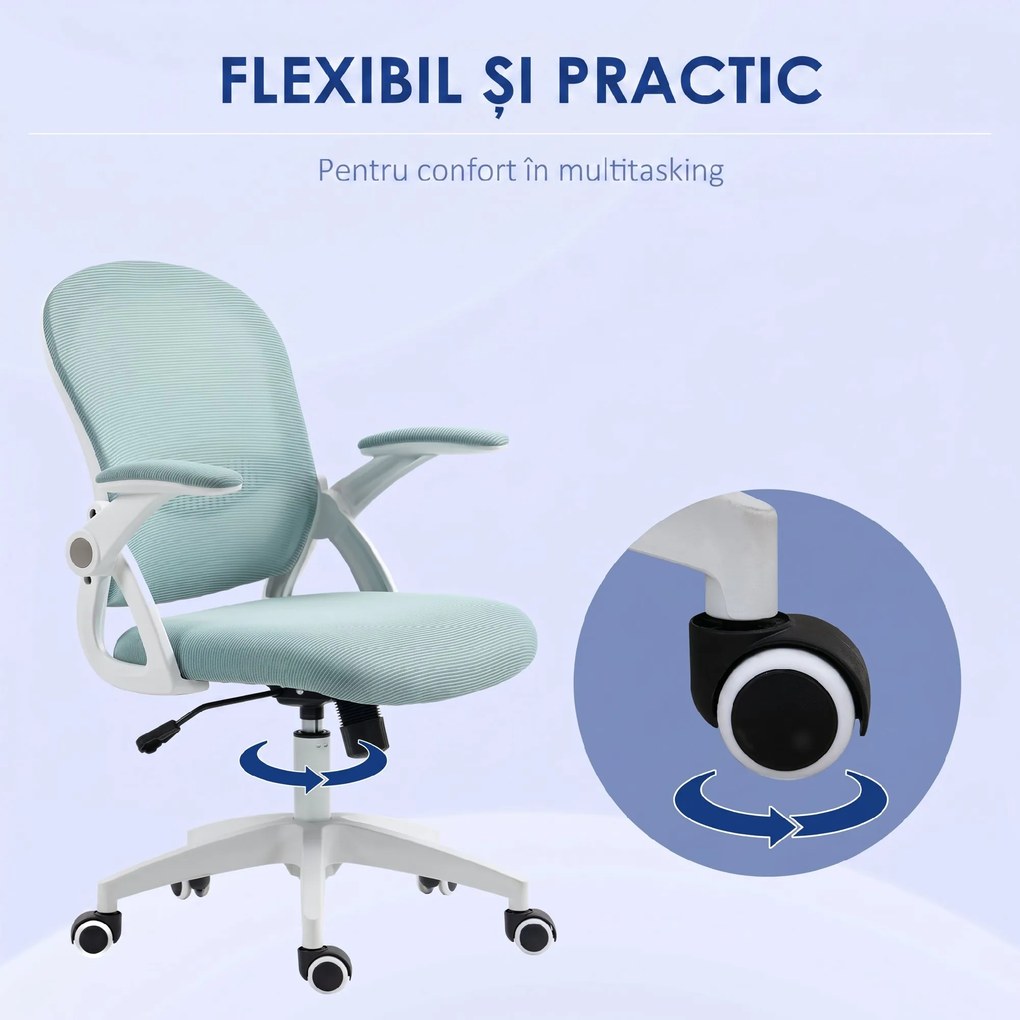 Vinsetto Scaun Birou Ergonomic Albastru Dimensiuni Variabile Suport Lombar Integrat | Aosom Romania