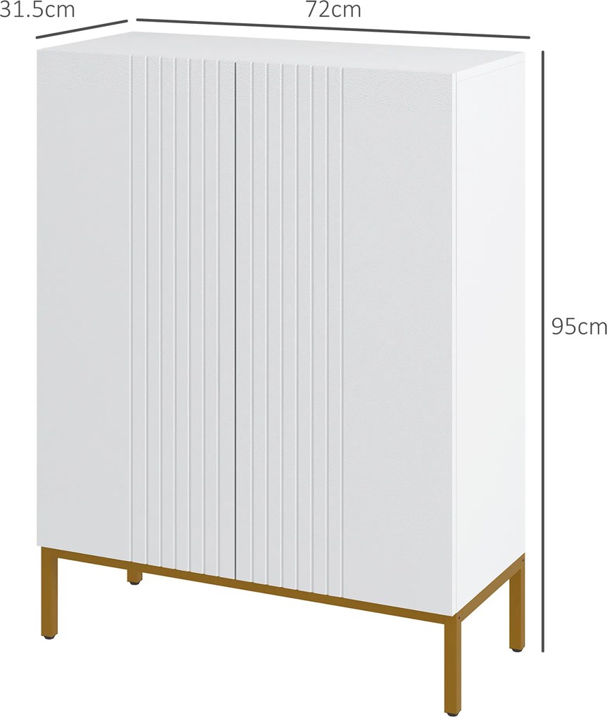 HOMCOM Dulap Îngust pentru Pantofi, Dulap Subțire pentru Depozitarea Pantofilor cu Rafturi Reglabile, 95x72x31.5 cm, Alb | Aosom Romania