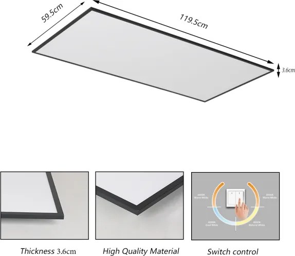 Brilagi - Plafonieră LED SLIMFRAME 80W/230V, 120x60 cm, 3000/4000/6000K, negru