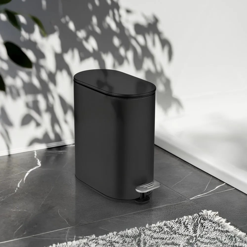 Coș de gunoi negru mat cu pedală din oțel 5 l Collungo – Wenko
