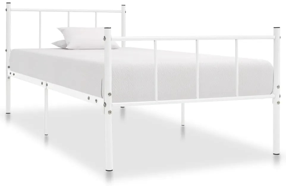 vidaXL Cadru de pat, alb, 90 x 200 cm, metal