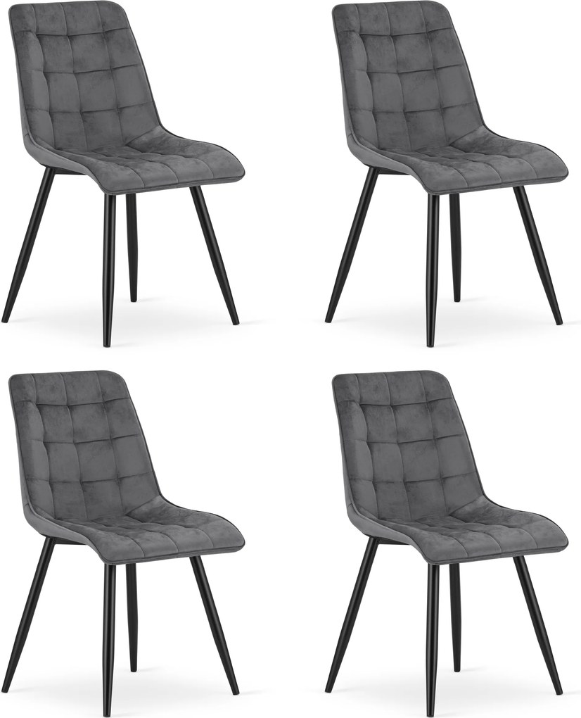 Set 4 Scaune Bucatarie/Dining Spirit Catifea Gri Inchis