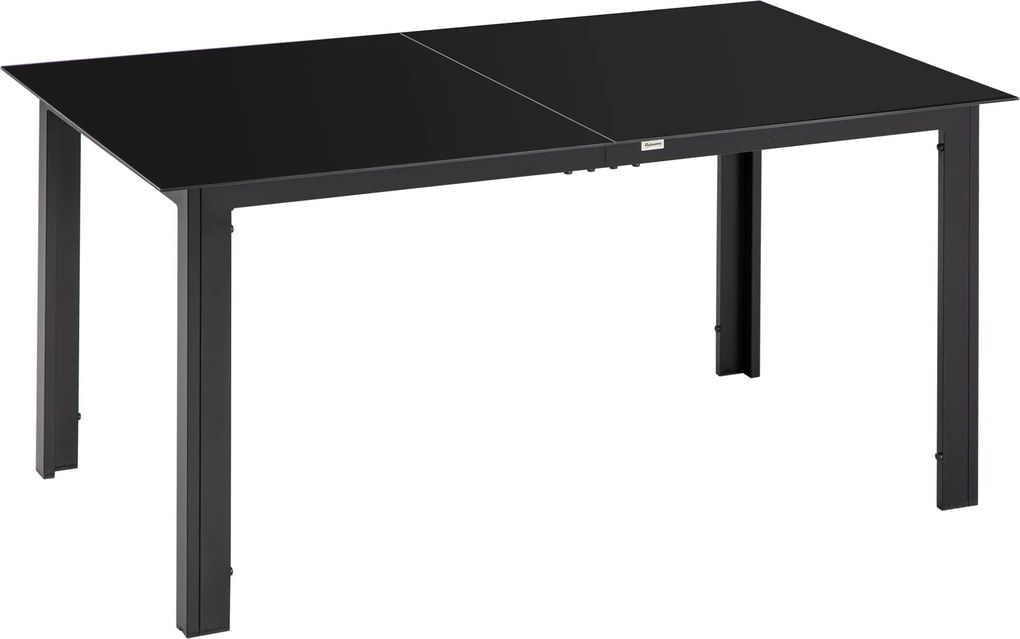 Outsunny Masă de Grădină cu Blat din Sticlă Temperată 150x90 cm pentru 6 Persoane, Masă de Luat Prânzul din Aluminiu pentru Exterior, Patio, Terasă, Balcon, Negru | Aosom Romania