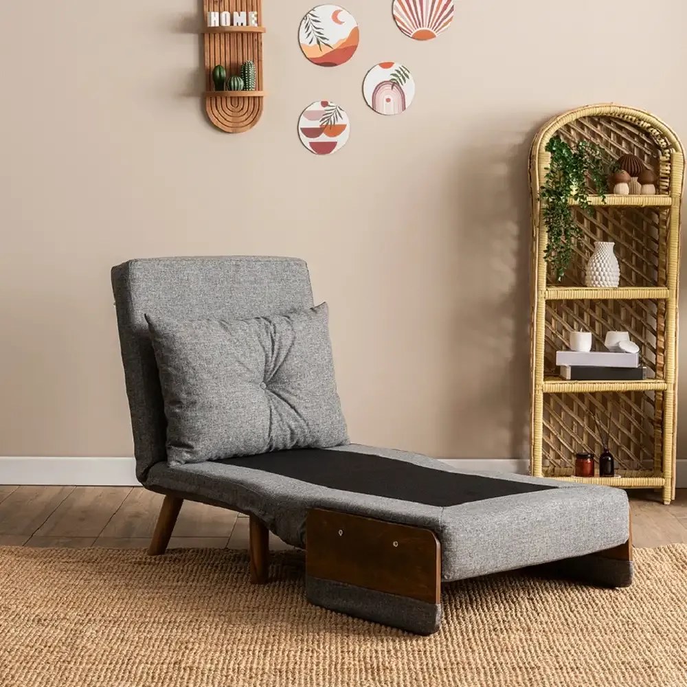 Fotoliu Extensibil Gri Deschis, Esme,190 x 70 cm