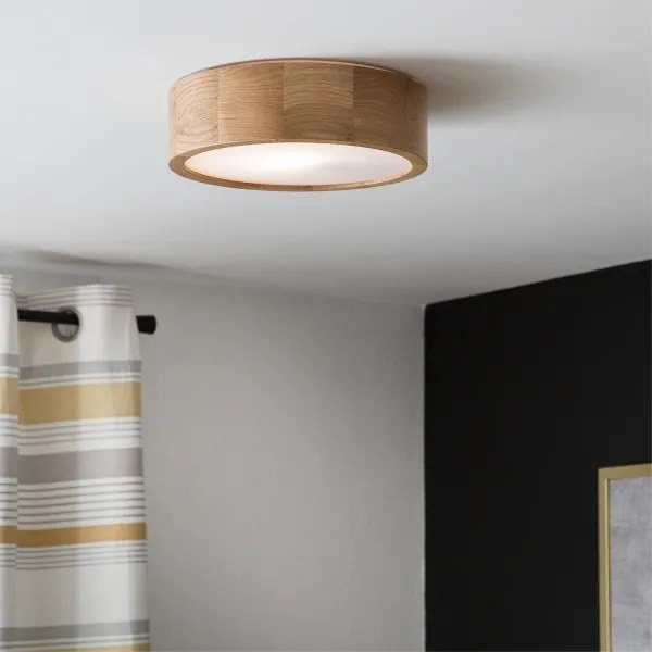 Brilagi - Plafonieră LED RGBW dimabilă CARVALHO, 1xE27/9W/230V, Wi‑Fi, stejar, Ø 27,5 cm