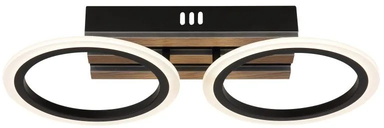 Plafoniera LED CCT BLEVINS riflaj MDF cu efect de lemn