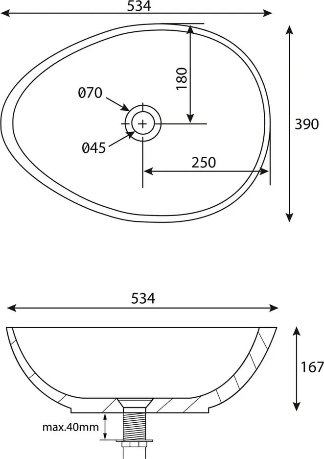 Chiuvetă gri închis din beton 53x39 cm Punc – Sapho