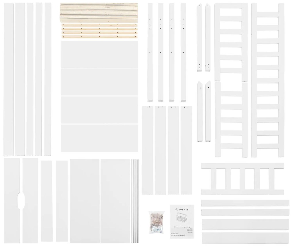 Patut Marli 90 x 200 cm cu 2 sertare si grilaj cu lamele - alb