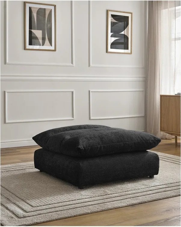 Taburet negru cu tapițerie din chenille Neil – Bobochic Paris