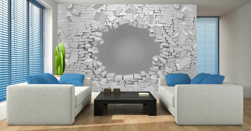 Fototapet - 3D - explozie peretelui din cărămizi (152,5x104 cm)