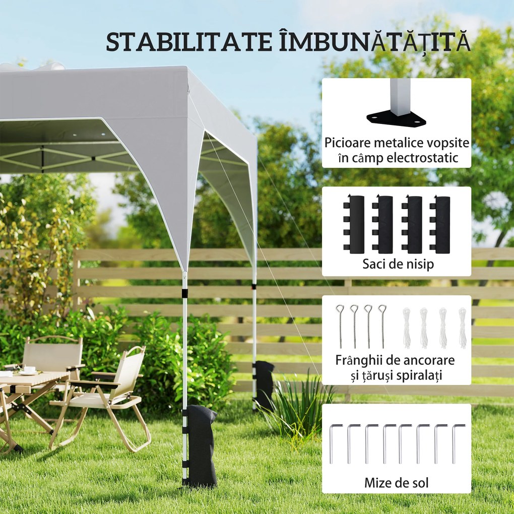 Outsunny Pavilion 3x3m Pliabil, Montaj Ușor cu Buton, UPF 50+ Protecție | Aosom Romania