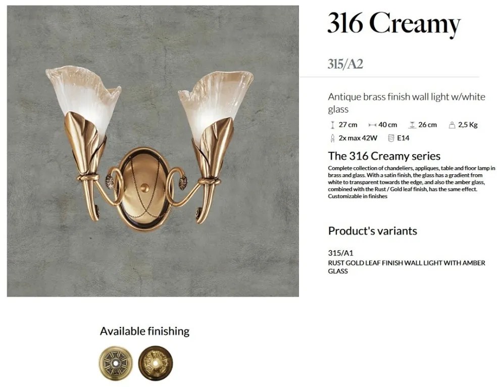 Aplica de perete LUX design clasic realizata manual 316 Creamy