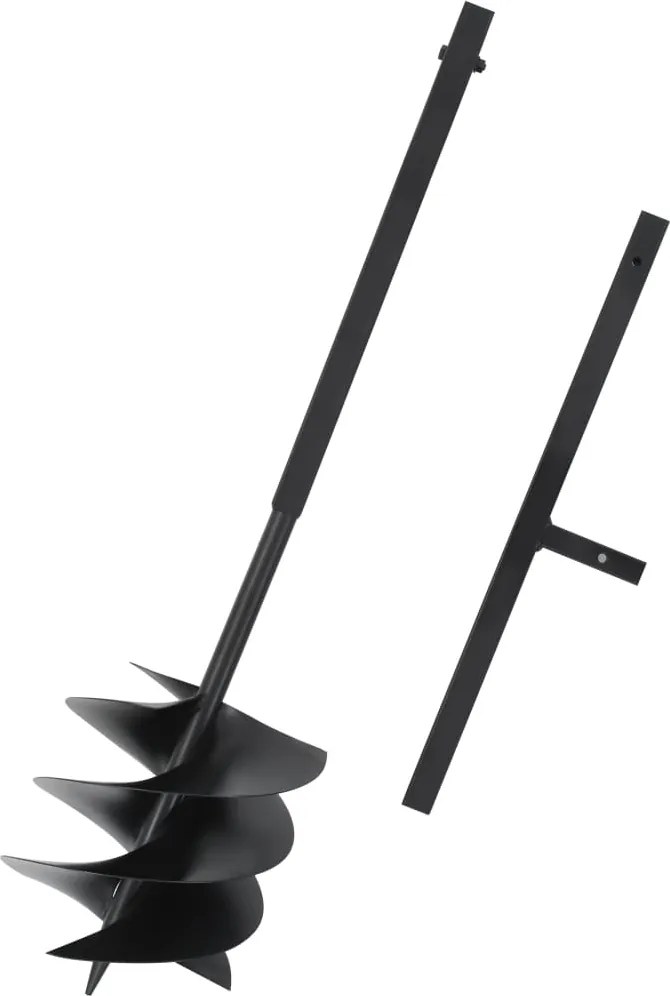 vidaXL Burghiu de pământ cu mâner, negru, 250 mm, oțel