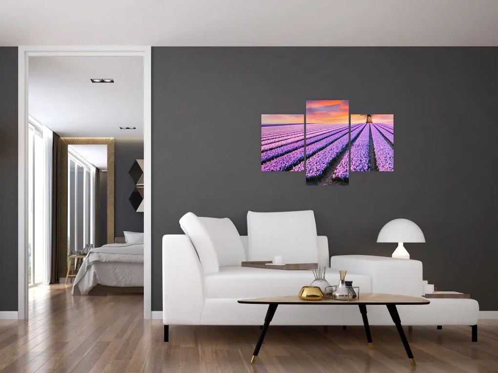 Tablou - ferma cu flori (90x60 cm)