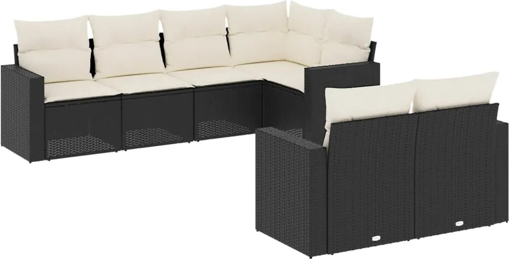 vidaXL Set canapele de grădină cu perne, 7 piese, negru, poliratan