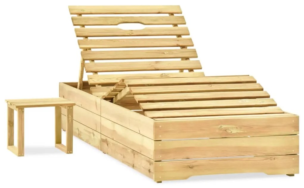 vidaXL Șezlong cu masă, lemn de pin tratat verde