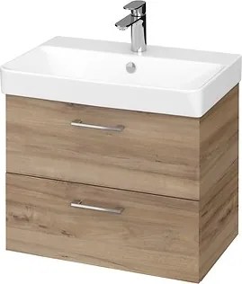 Dulap baie suspendat pentru lavoar Cersanit Lara, 60 cm, nuc, doua sertare - Resigilat