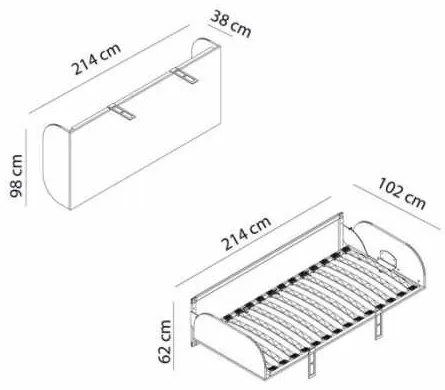 Pat rabatabil orizontal single - SIMPLE 90 (90X200) - Alb Mat