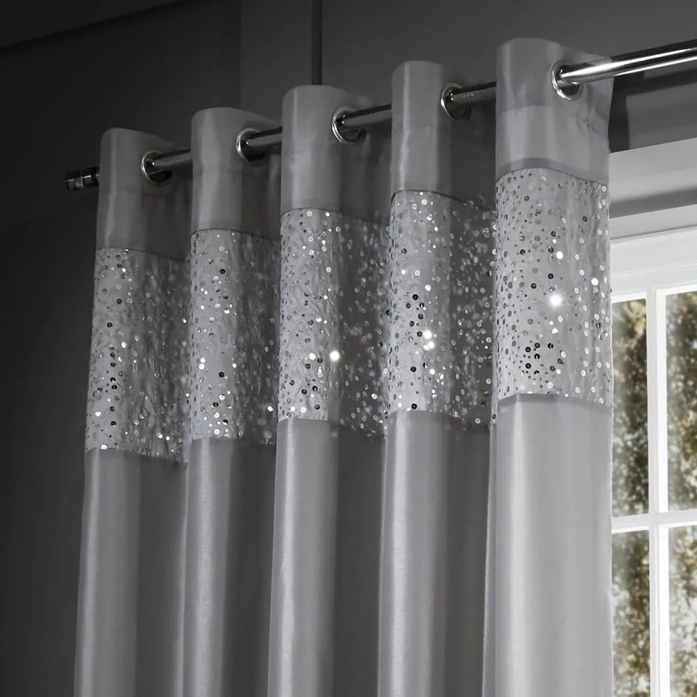 Draperii gri 2 buc. din microsatin 168x137 cm Glitzy Sequin – Catherine Lansfield