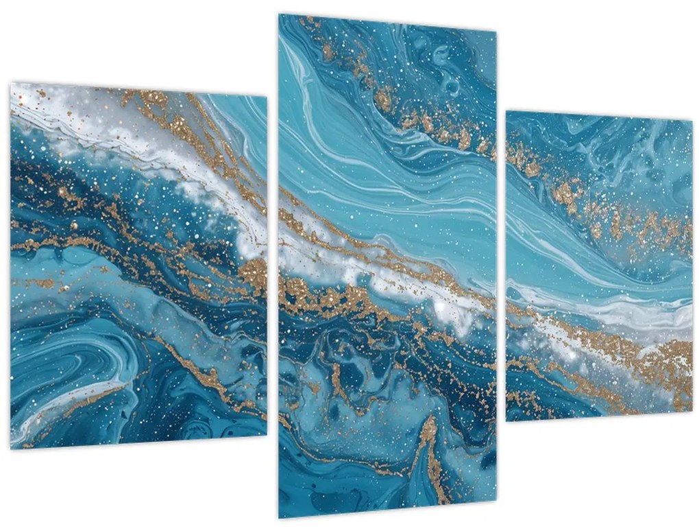 Tablou - Marmură bleu cu aur I. (90x60 cm)