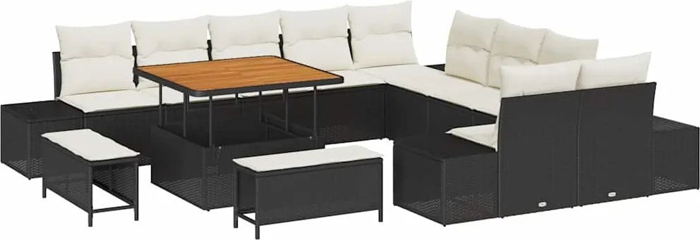 vidaXL Set de canapele pentru grădină 13 pcs Negru Rattan poli