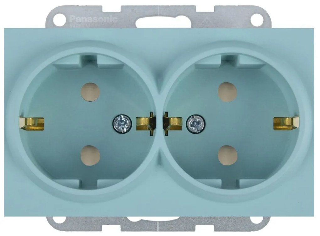 Priza dubla cu impamantare, protectie copii, 16A, IP20, Turcoaz, Panasonic Karre Plus 55 Soft Touch