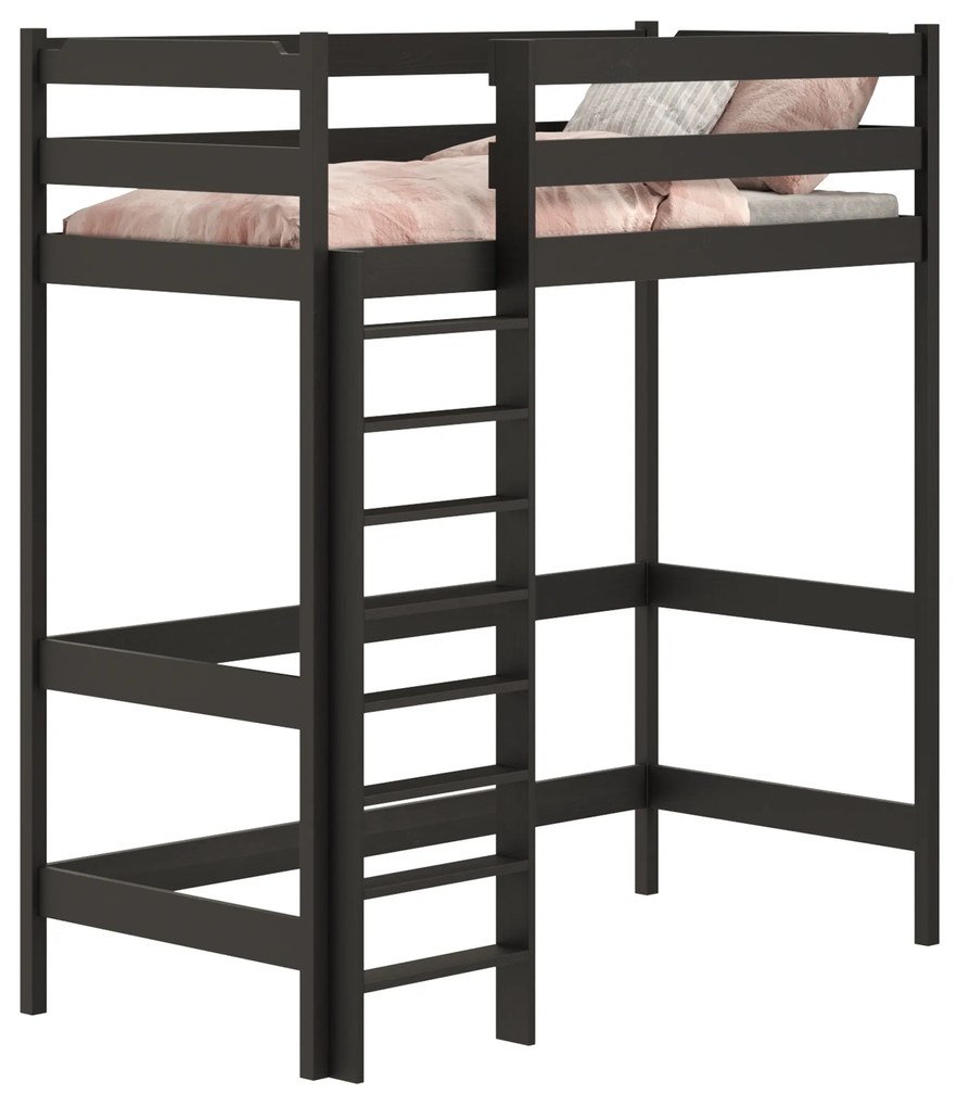 Pat supraetajat copii Samio 90x200 - culoare negru