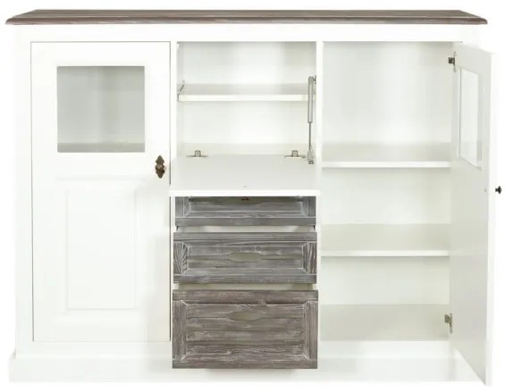 Comoda Bar Cu 2 Usi Si 3 Sertare Cabana Alb Si Antracite , 142.7 Cm