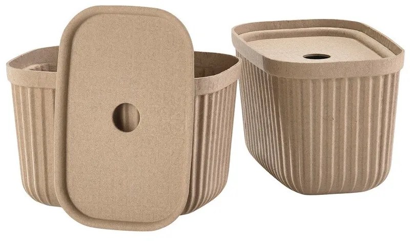Cutii de depozitare maro deschis 2 buc. cu capac 23x16x20,5 cm Pulp – Zone