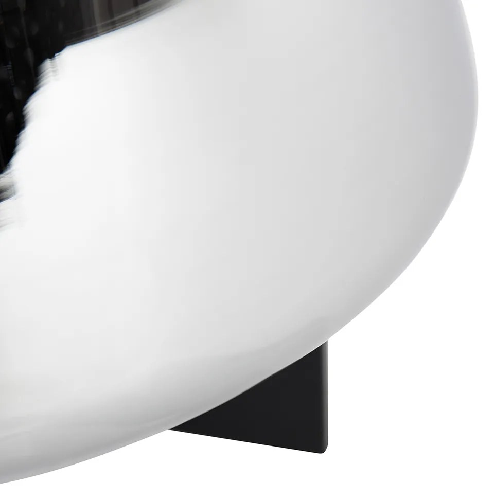 Lampă de masă Art Deco neagră cu sticlă fumurie 30 cm - Kevin