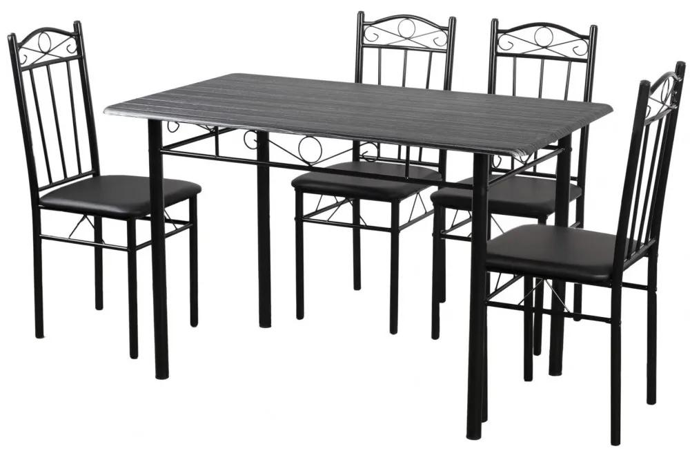 Set masa cu 4 scaune, FUR-101-17BL, masa 120x67x75 cm, negru