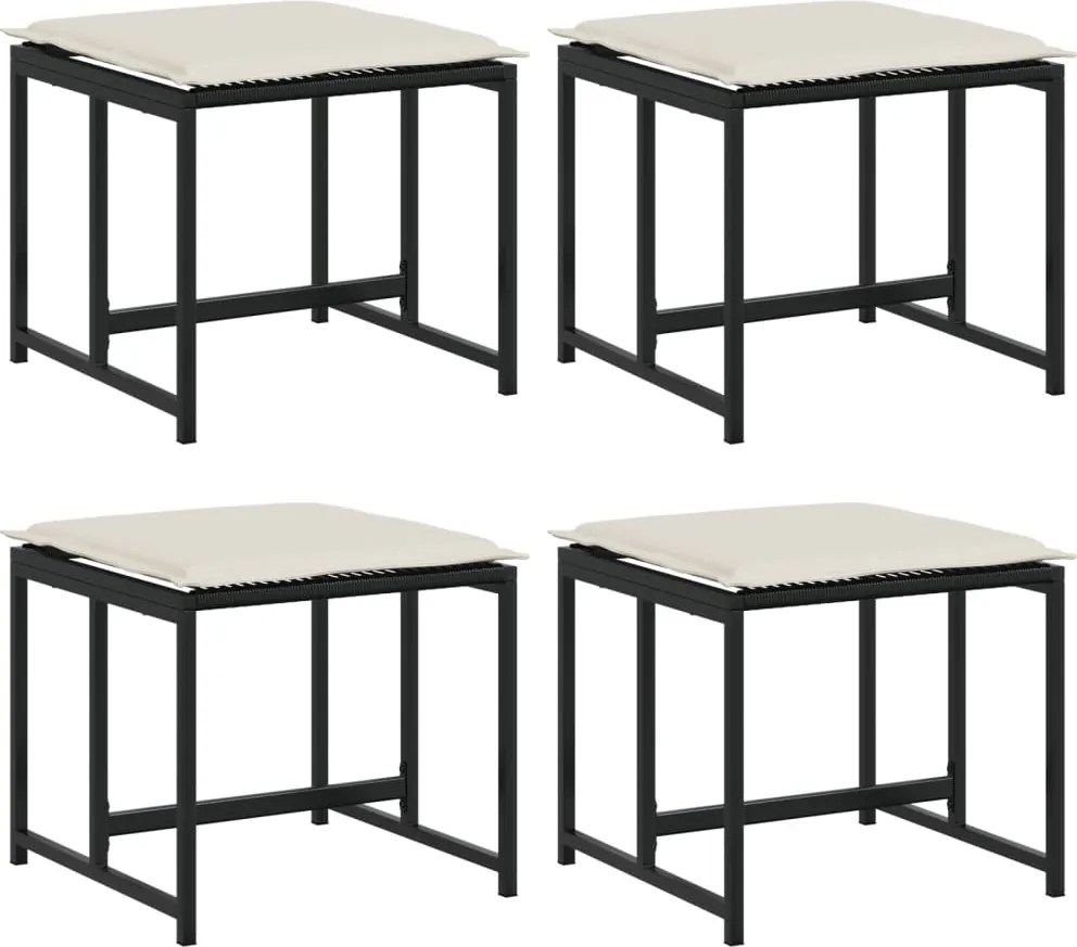 vidaXL Scaune grădină cu perne, 4 buc. negru, poliratan