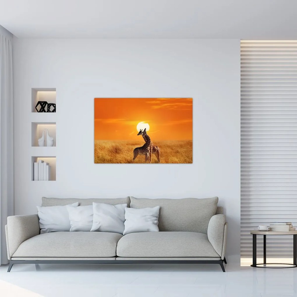 Tablou - Girafe în Parcul Național Serengeti (90x60 cm)