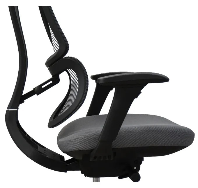 Ergodynamic Star Plus - Black Grey - Scaun de birou 4D, sezut translatie, suport lombar ajustabil 7 cm
