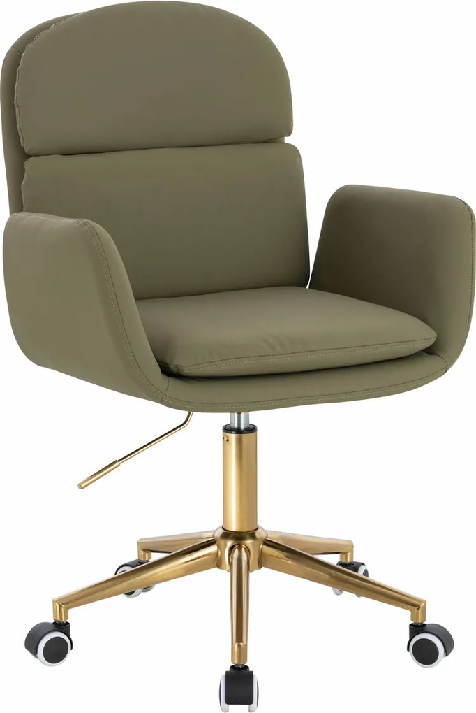 HR480K Scaun Khaki Piele Ecologica Premium Soft cu Bază Aurie