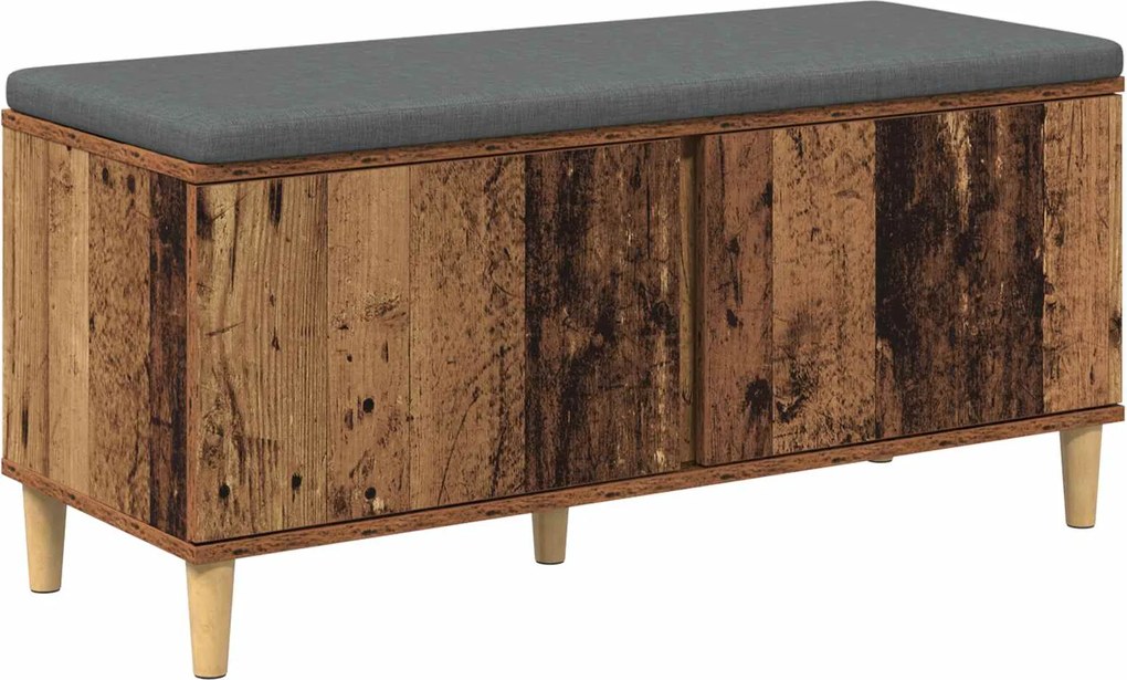 vidaXL Bancă pentru hol cu pernă cu ușă Lemn vechi 100 x 38 x 46 cm