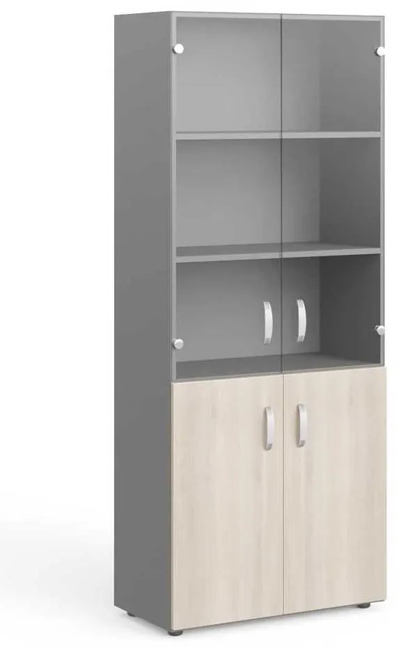 Dulap înalt Manager 79,9 x 42,2 x 196,5 cm, salcâm deschis / gri