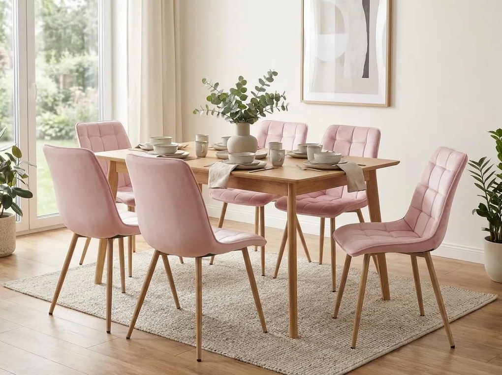 Scaun de masa SPLIT VELVET, roz deschis