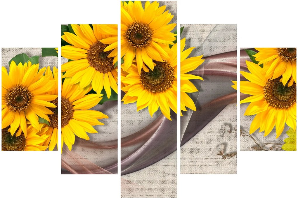Tablou - Flori strălucitoare de floare soarelui (150x105 cm)