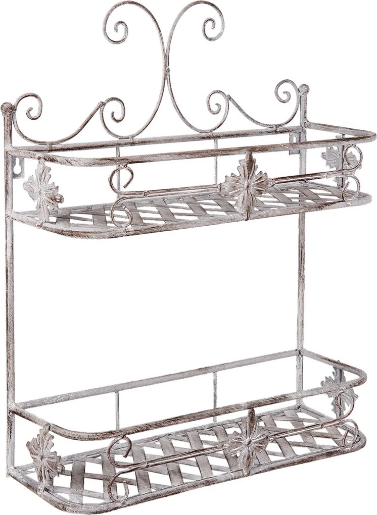 Etajera 2 polite fier forjat gri antichizat Flowers 42 x 14 x 54 cm