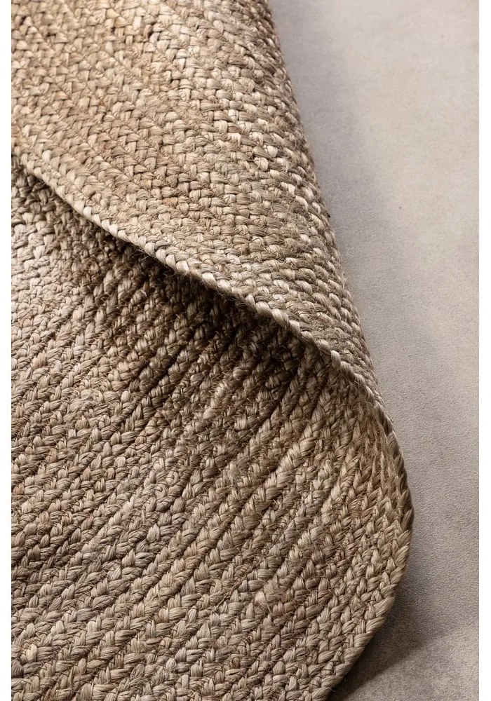 Covor grej reversibil rotund din iută ø 140 cm Braided – Hanse Home