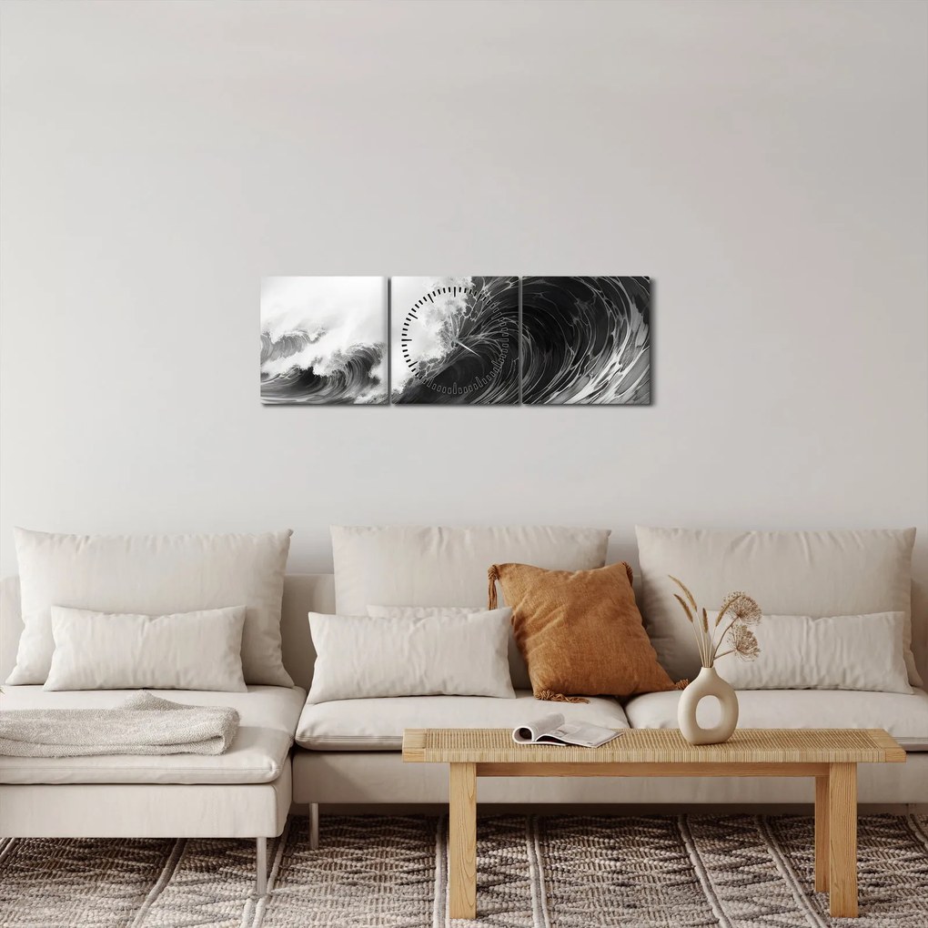 Tablou - Pictura valurilor (cu ceas) (90x30 cm)
