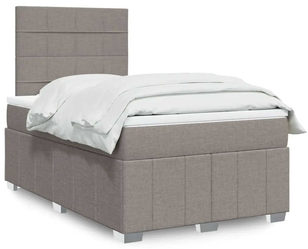 vidaXL Pat box spring cu saltea, taupe, 120x190 cm material textil