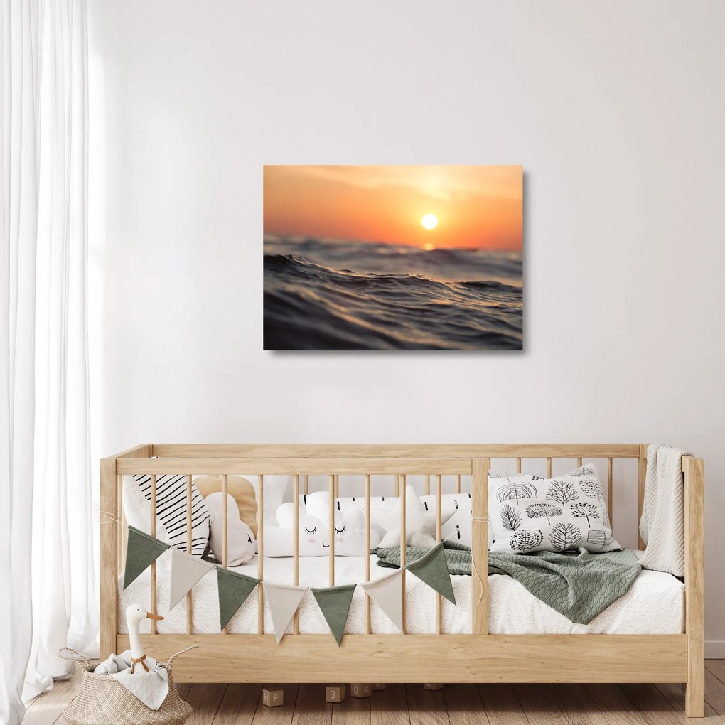 Tablou pe sticlă cu valul mării (70x50 cm)