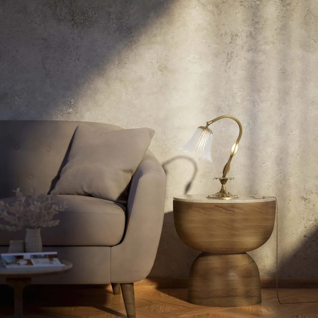 Veioza, Lampa de masa din alama cu detalii gravate Dalida